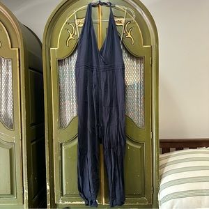 Women’s Mustard Seed Black halter plunging jumpsuit size M